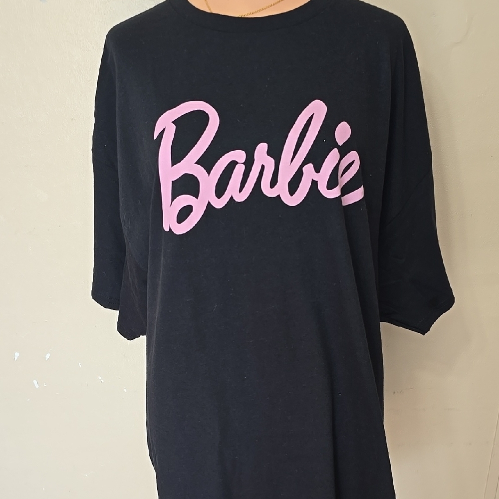 Black T-Shirt with Pink Barbie Logo